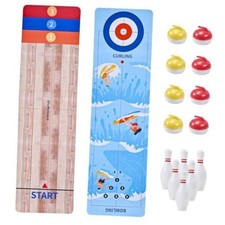 3-in-1 Tabletop Game Curling, Shuffleboard and Bowling Game, 35 inch Two-Sided