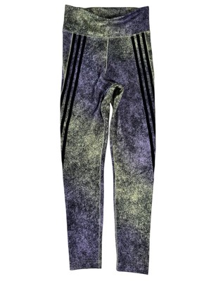 Adidas Multicolor Geometric Three Stripe Training Tights Women's Side Small