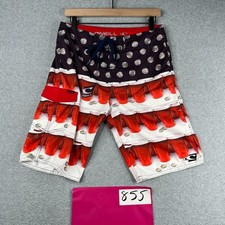 USA O'Neill Red Cup Drinking Game Swim Trunks Mens 30 Board Shorts Bathing Suit