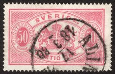 SWEDEN 1874, SC-O10, VF/XF U, P-14 50o Official, CDS scv $125.00  *Bay Stamps*