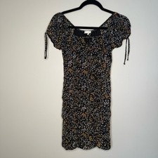 Ultra Flirt Whimsical Fairy Floral Black Mini Dress Bandage Style Women’s Small