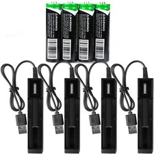 Rechargeable 3.7V 3000mAh Batteries  USB Charger for Headlamp Flashlight Torch