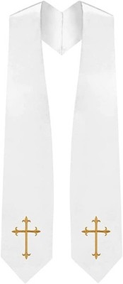 CLERKMANS Choir Stole with Crosses White