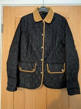 BARBOUR Womens Quilted Jacket l UK 16 l Black l Dark Beige Detail l Riding Style