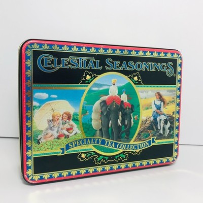 Celestial Seasonings Specialty Tea Collection Tin 7'' Lidded Vintage 1989 Box