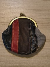 Vintage Multicolor Leather Clutch Coin Purse With Kiss-Lock