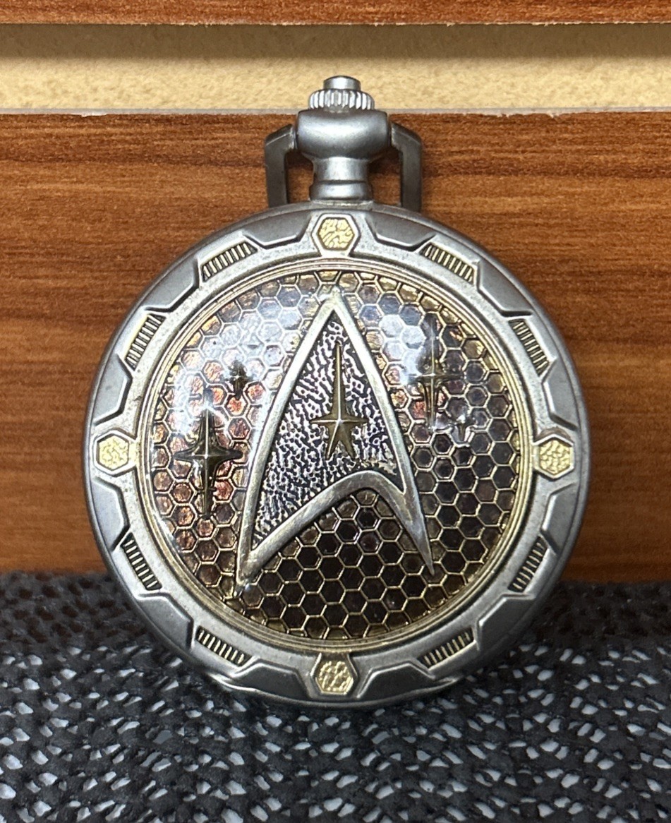 Franklin Mint Star Trek Pocket Watch With 15 Inch Chain No Battery