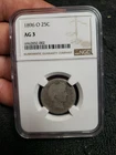 1896-O BARBER QUARTER NGC AG-3  25C SILVER COIN  AG03