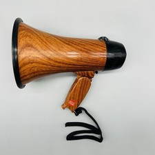 VTG Faux Wood Grain Megaphone Bullhorn Speaker w/ Siren Bottle Opener Works