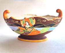Japanese Bowl, Wide Centerpiece Style, Footed, Moriage, Some Paint Loss, Asian