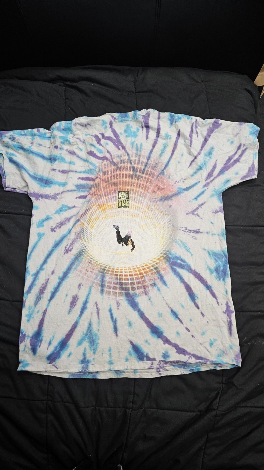 2021 Travis Scott Astroworld Festival Merch “Man on Fire” Tie Dye Tee Shirt