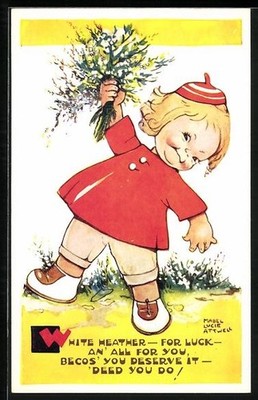 Künstler-AK Mabel Lucie Attwell: White Heather for Luck... 