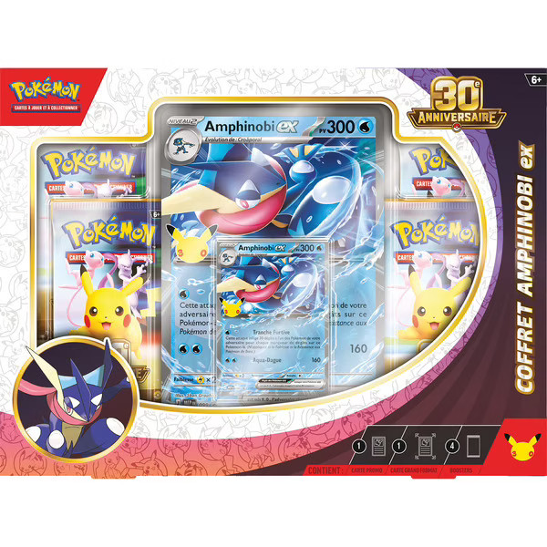 Coffret Pokémon Amphinobi-ex 30 ans - Carte Promo + Jumbo + 4 Boosters NEUF