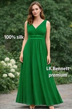 Women LK Bennett Dress Green Silk M