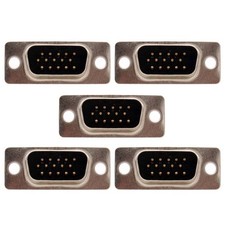 5 Pcs DB15 HD15 D-Sub 15Pin Male Plug Connector SVGA VGA Solder Cup Socket Gold