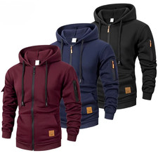 Men  s Zipper Hoodie Jacket Long Sleeve New Slim Fit Casual Autumn Winter Coat