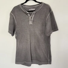 Alesbury Men’s Dyed Washed Grunge Henley Short Sleeves T Shirt Large M46