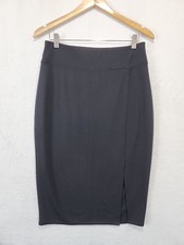 WORTHINGTON Womens M Black Front Slit Career Business Midi Pencil Skirt Office