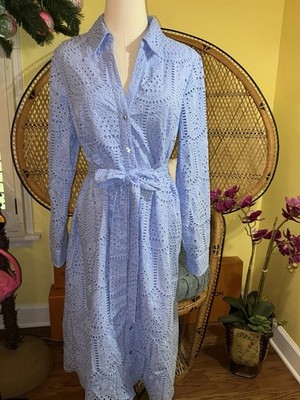 Lilly Pulitzer NWT Eira Midi Shirtdress Jacaranda Blue Eyelet Size