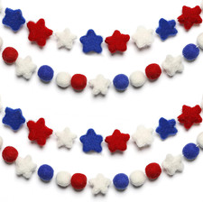 2 Pieces Patriotic Felt Star Garland 4Th of July Banner Decorations Red White Bl