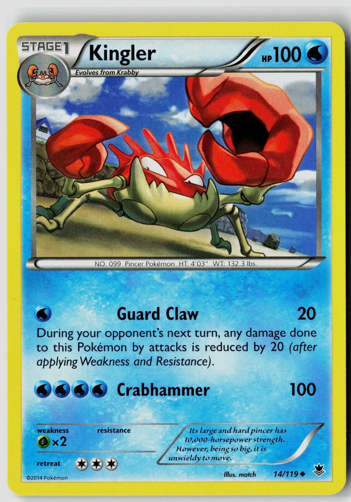 KINGLER 14/119 PHANTOM FORCES POKEMON UNCOMMON NEAR MINT NM