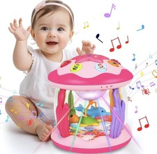 Rotating Ocean Light Up Musical Toy for Babies 6-36 Months Pink Crawling Gift