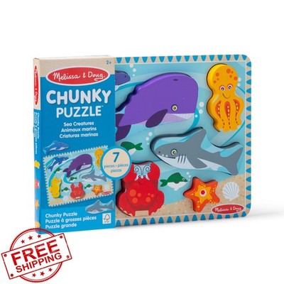 Melissa Doug Sea Creatures Wooden Chunky Puzzle 7 Pieces