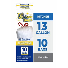 Basic Kitchen Trash Bags, 13 Gallon, 10 Bags