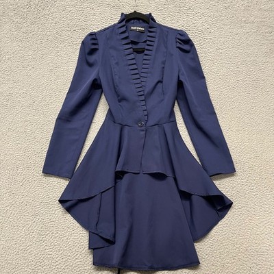Scarlett Darkness Jacket Womens S Blue High Low Gothic Emo Vampire Steampunk