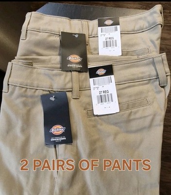 2 Pairs Size 27 Reg-NEW-Dickies Womens Twill Wide Leg Pant High Rise-FP517RDS