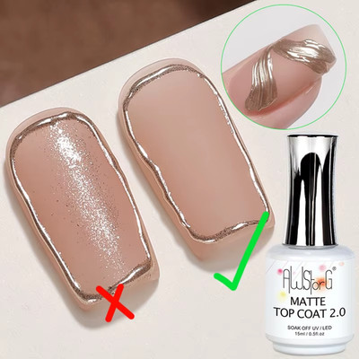 15Ml Matt Top Coat 2.0 Non-Stick Powder Nail Polish Varnish Semi Permanent Soak 