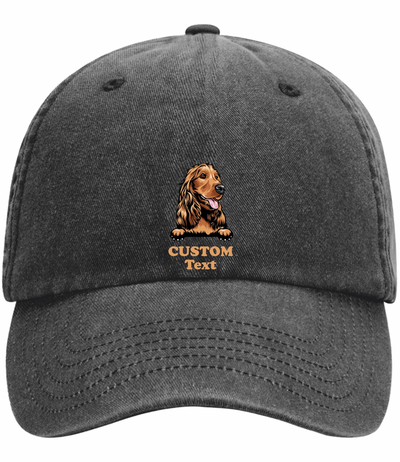 Custom Hand Painted Canine Spaniel Image Vintage Low Profile Baseball Cap