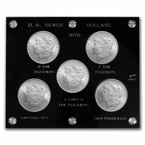 1878 5-Coin Morgan Dollar Variety Set BU (Capital Plastic)