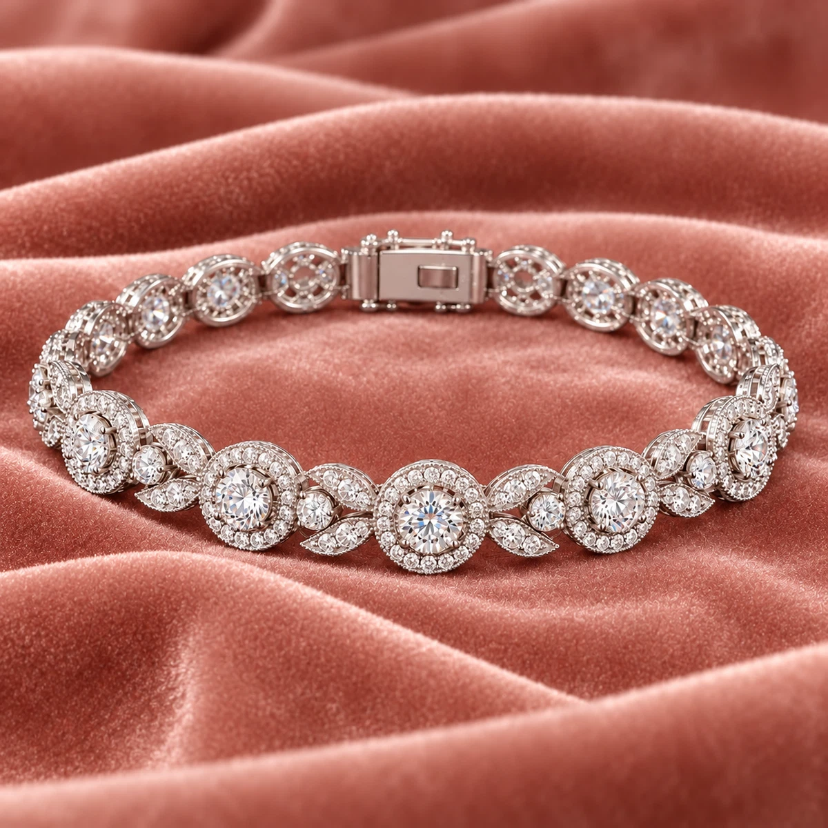 Lab Grown Diamond Round Cut Wedding Bracelet 10K White Gold 13.00 CT