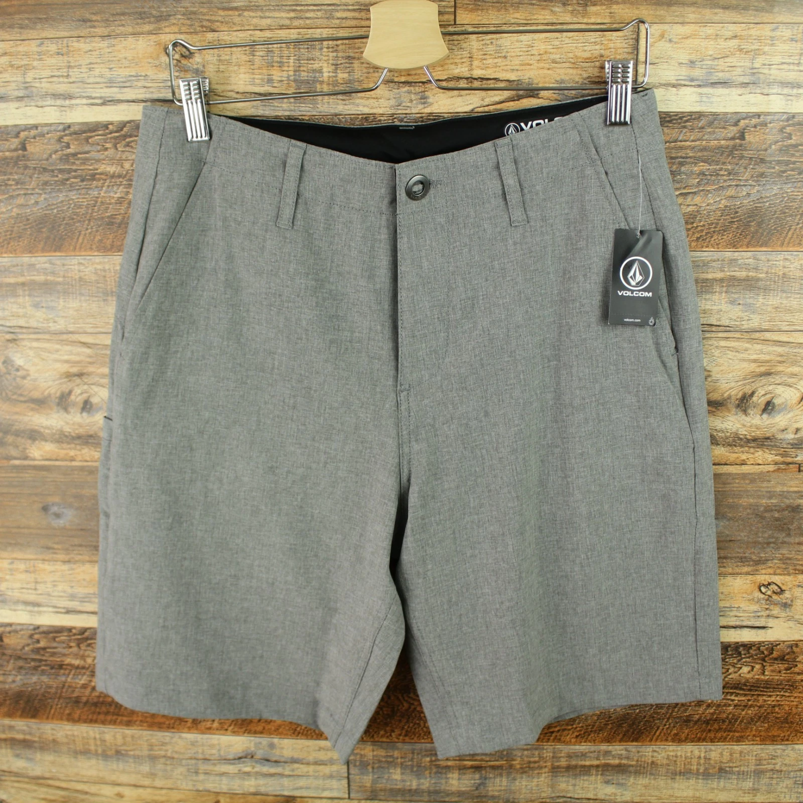 Volcom Short Surf & Turf Kerosene Hybrid Chino Mens Size 30 Gray Flat Front