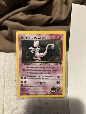 Rocket's 🚀 Mewtwo 14/132 Gym Challenge Holo Rare Swirl LP | eBay