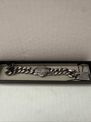 Harley Davidson Motor Cycles Stainless Steel 925 Chain & Shield 8” Bracelet - Picture 7 of 8
