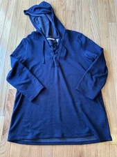 AnyBody Luxe Lace Up Hoodie-Navy Blue-Small (MSRP $63) A498736 NWT