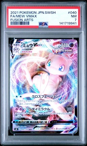 2021 POKEMON JAPANESE SWORD & SHIELD FUSION ARTS #040 FULL ART/MEW VMAX PSA 7