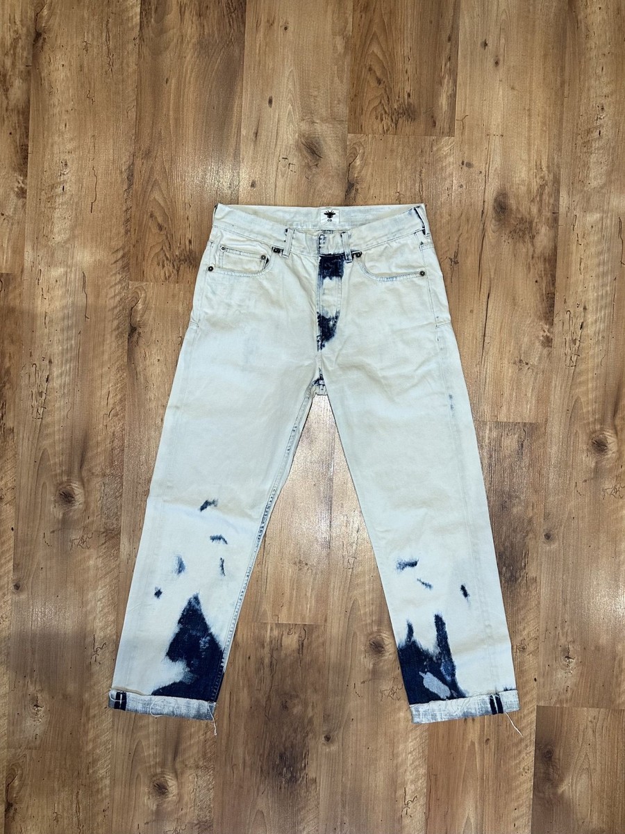 Christian Dior Bleached Denim Jeans F34 Bee Logo Graphic Jeans | eBay