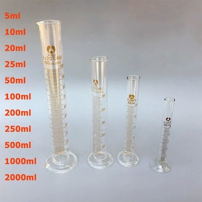 5/10/20/25/50/100/200/250/500/1000/2000ml Lab Glass Graduated Measuring Cylinder