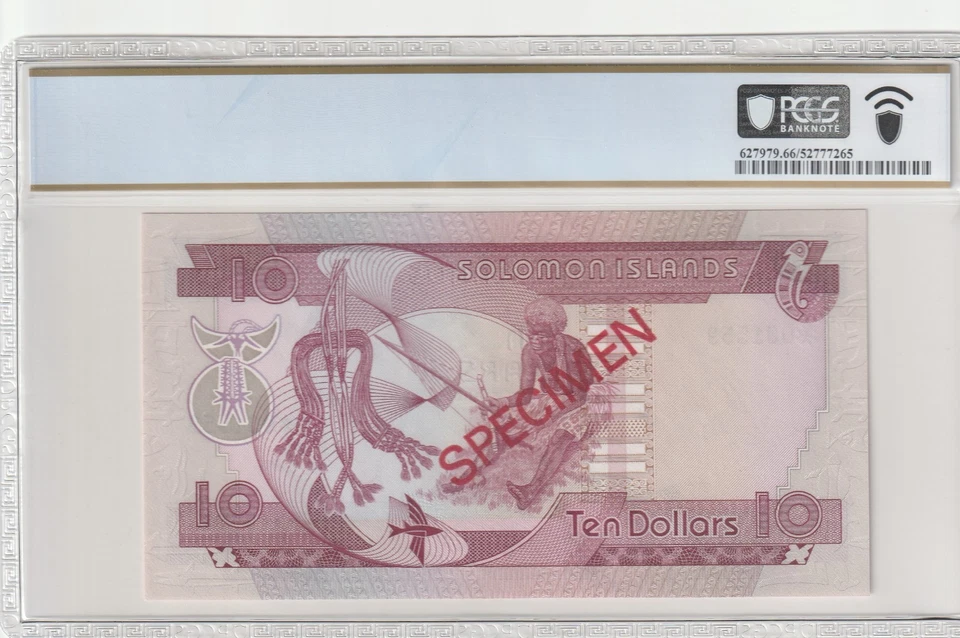 Solomon Islands 1979 $10 Certified PCGS Banknote UNC 66 PPQ Pick CS1 Specimen - Image 2 of 2