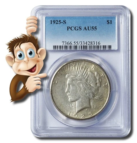 1925-S PEACE SILVER DOLLAR PCGS AU-55