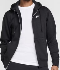 NEW Nike Club Men  s Full-Zip Fleece Hoodie: Large/Black FN3861-010