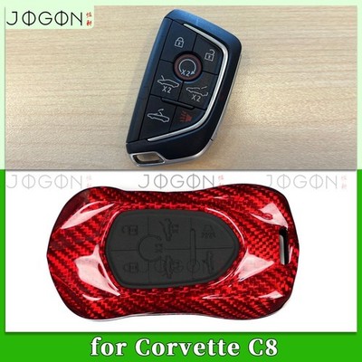 Red Carbon Car Key Fob Shell Cover For Corvette C8 2020+ Coupe HTC Z51 Stingray
