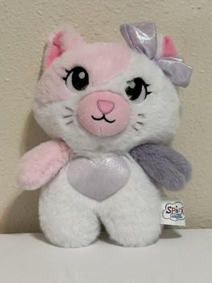 Spark Create Imagine 9 Inch White Kitty Cat Plush Lavender Bow Soft Clean