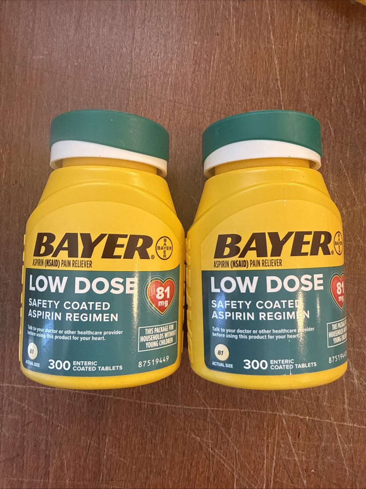 Bayer Aspirin Safety Coated Regimen Low Dose 81 mg 300 Tablets Exp: 2/2027