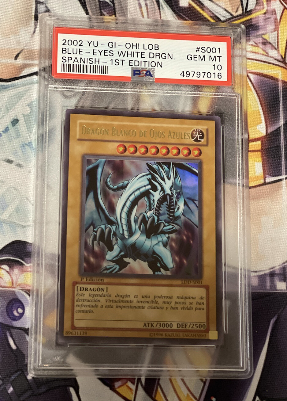 PSA 10 BlueEyes White Dragon 1st Ed LOB 2002 LOB001 LDDS001 SPANISH