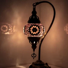 Turkish Moroccan Handmade Mosaic Glass Tiffany Desk Table Bedside Lamp Light