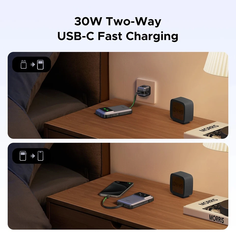 iPad UGREEN Uno 10000mAh 30W Power Bank PD carregamento rápido USB-C iPhone 16 15 14 - Imagem 3 de 4